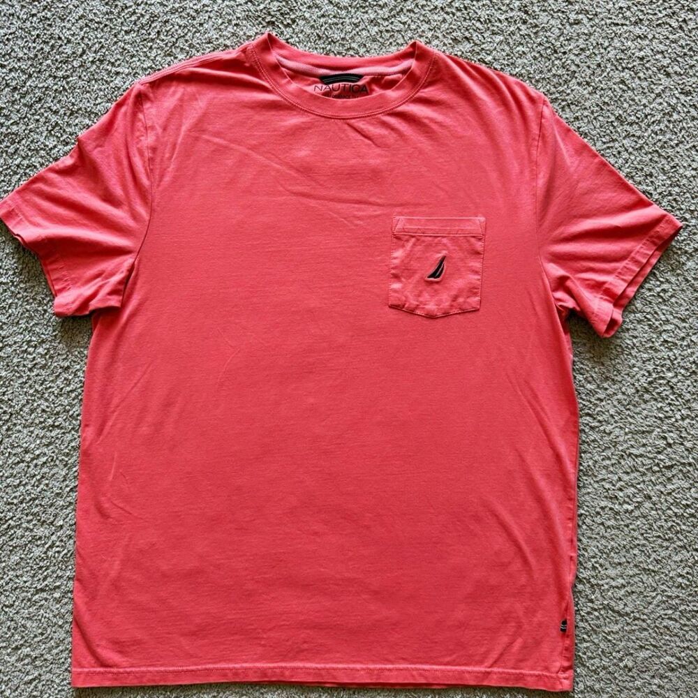 Nautica Men's Pink and Red T-shirt